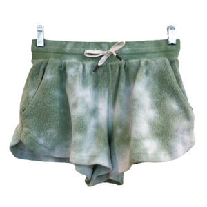Feat Green Tie Dye Fleece Drawstring High Rise Loungewear Soft Shorts Women's XS